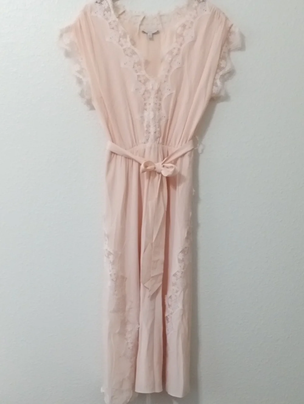 Joie Blush Lace-Trim Maxi Wrap Dress
